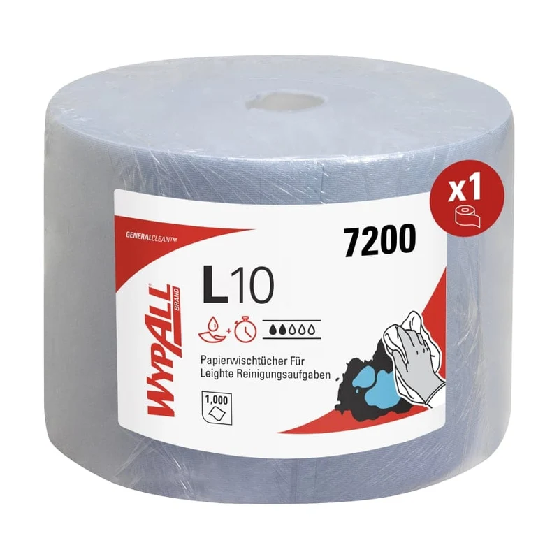 WypAll L10 Wischtücher Großrolle, 1-lagig, blau