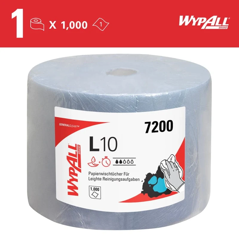 WypAll L10 Wischtücher Großrolle, 1-lagig, blau