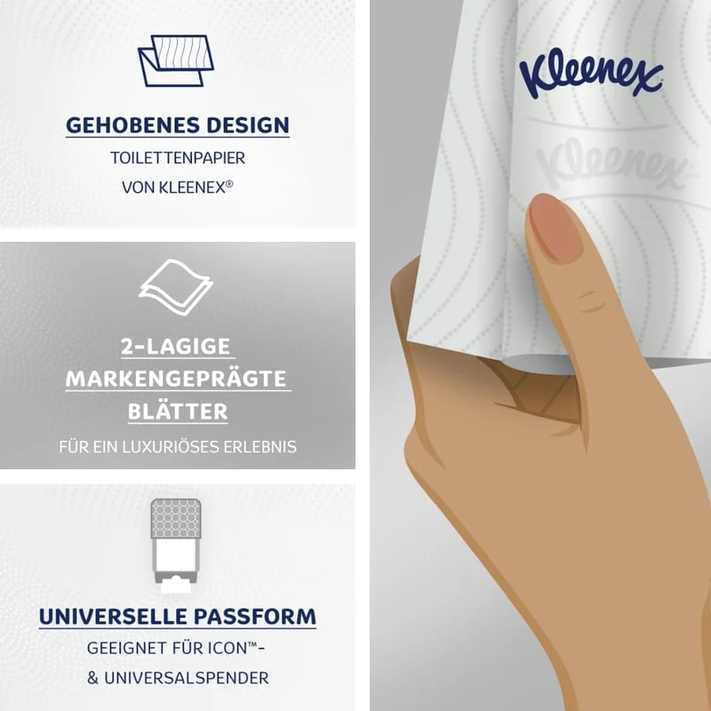 Kleenex Einzelblatt-Toilettenpapier 2-lagig, 200 Blatt