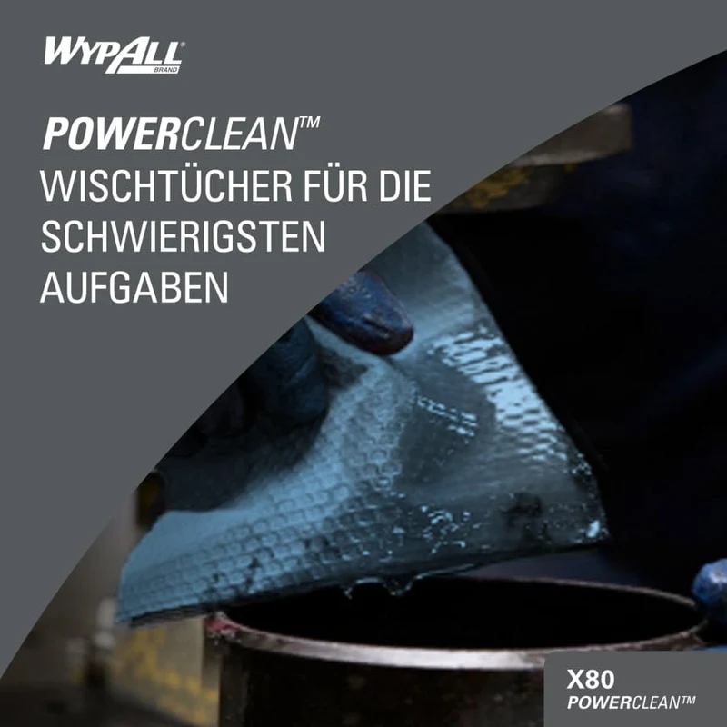 WypAll X80 Power Clean Reinigungstücher Zupfbox, stahlblau