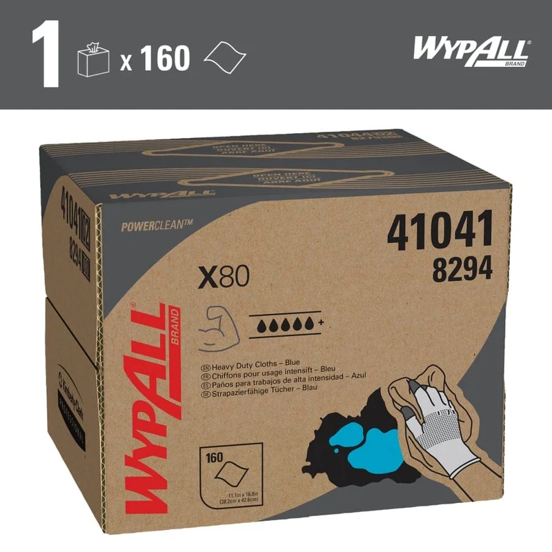WypAll X80 Power Clean Wischtücher Brag Box, stahlblau