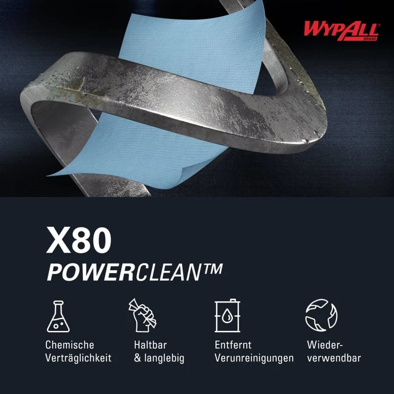 WypAll X80 Power Clean Wischtücher Brag Box, stahlblau