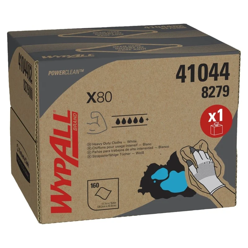 WypAll X80 Power Clean Wischtücher Brag Box, weiß