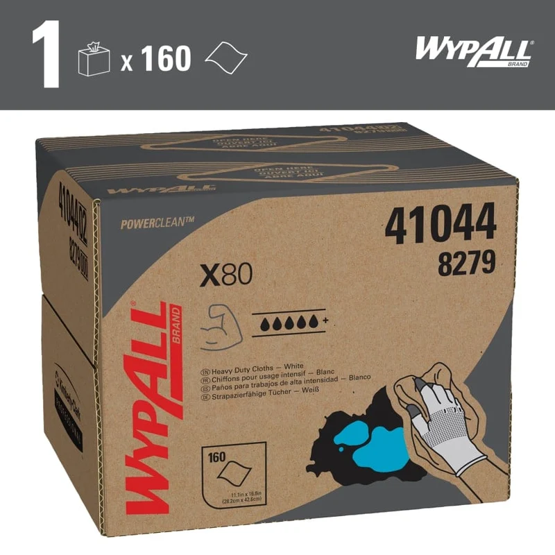 WypAll X80 Power Clean Wischtücher Brag Box, weiß