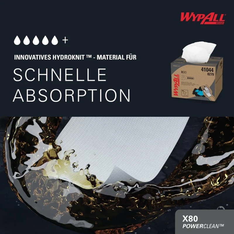 WypAll X80 Power Clean Wischtücher Brag Box, weiß