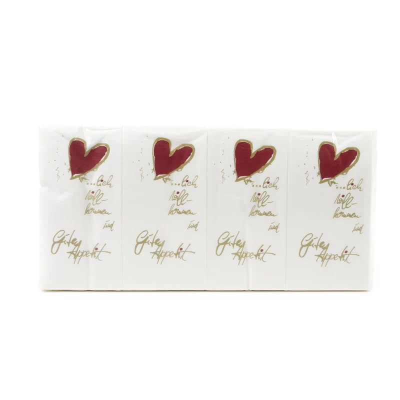 Funny Motivservietten Herzlich Willkommen, 33 x 33 cm, 2-lagig, weiß-rot-gold