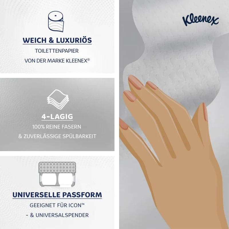 Kleenex Toilettenpapier 4-lagig, 160 Blatt, weiß