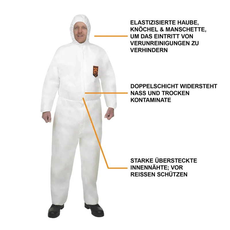 Kleenguard A40 Schutzanzug mit Kapuze, weiß Typ 5/6