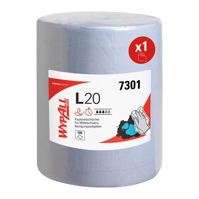 WypAll L20 Wischtücher Großrolle, blau, 2-lagig