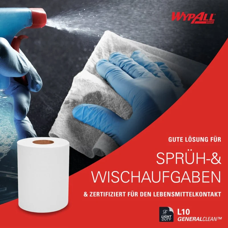 WypAll L10 Reinigungstücher Zentralentnahme, weiß, 390 Blatt