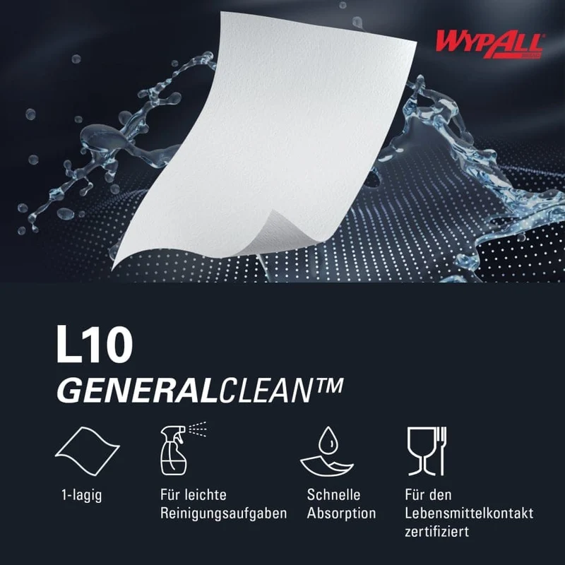WypAll L10 Reinigungstücher Zentralentnahme, weiß, 390 Blatt