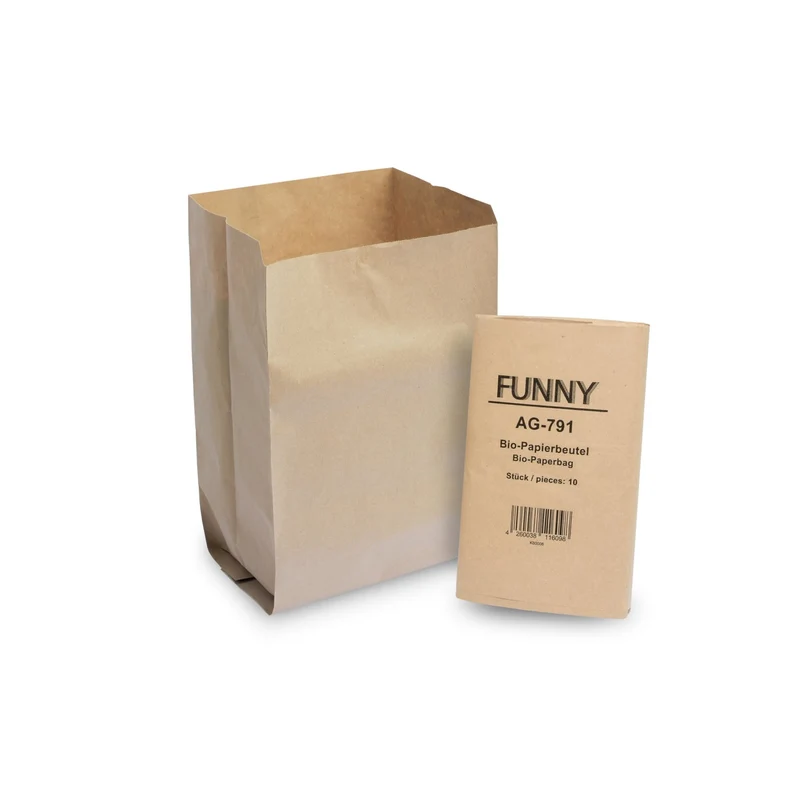 Funny Bio-Papierbeutel Kraftpapier, braun, unbedruckt, ca. 10 l, 200 + 160 x 360 mm