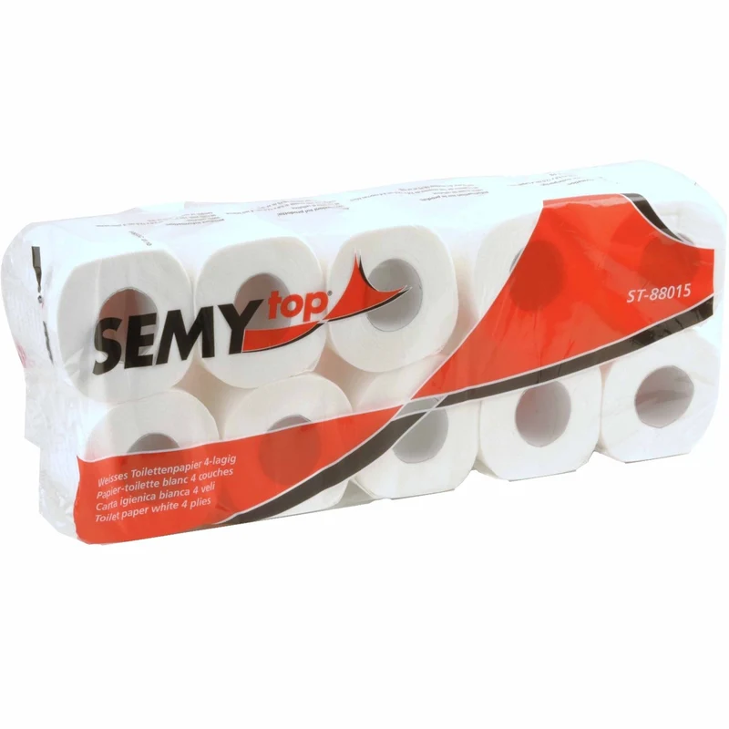 SemyTop Toilettenpapier, 4-lagig, 150 Blatt, 9,8 x 11,5 cm, hochweiß