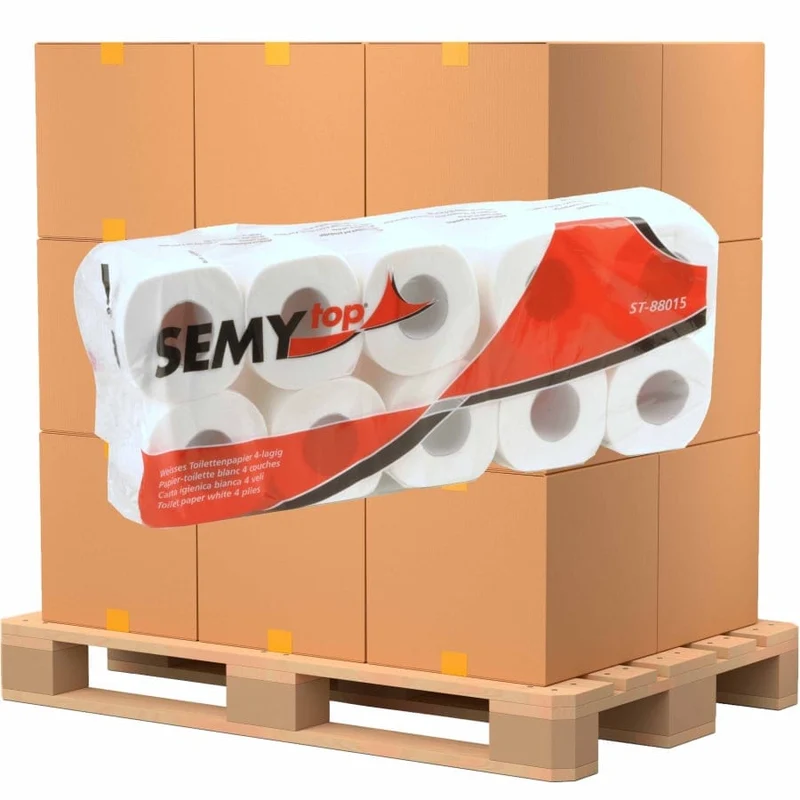 SemyTop Toilettenpapier, 4-lagig, 150 Blatt, 9,8 x 11,5 cm, hochweiß