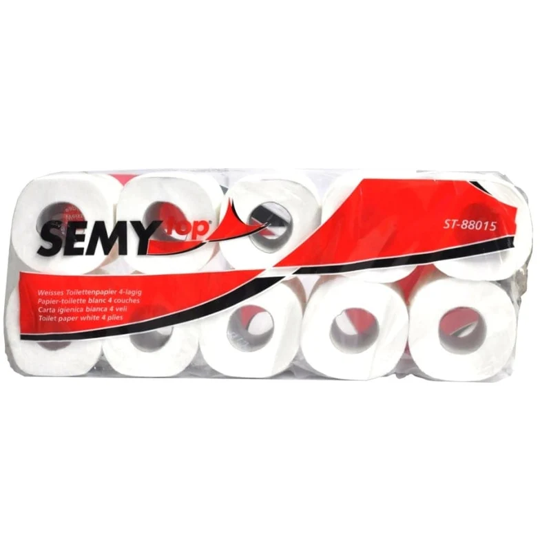 SemyTop Toilettenpapier, 4-lagig, 150 Blatt, 9,8 x 11,5 cm, hochweiß