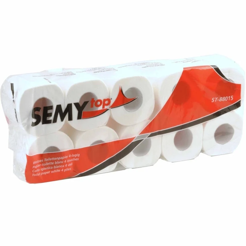 SemyTop Toilettenpapier, 4-lagig, 150 Blatt, 9,8 x 11,5 cm, hochweiß