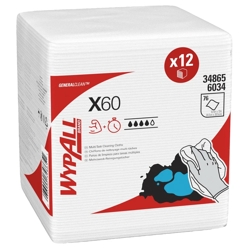 WypAll X60 Wischtücher, 1-lagig, Hydroknit