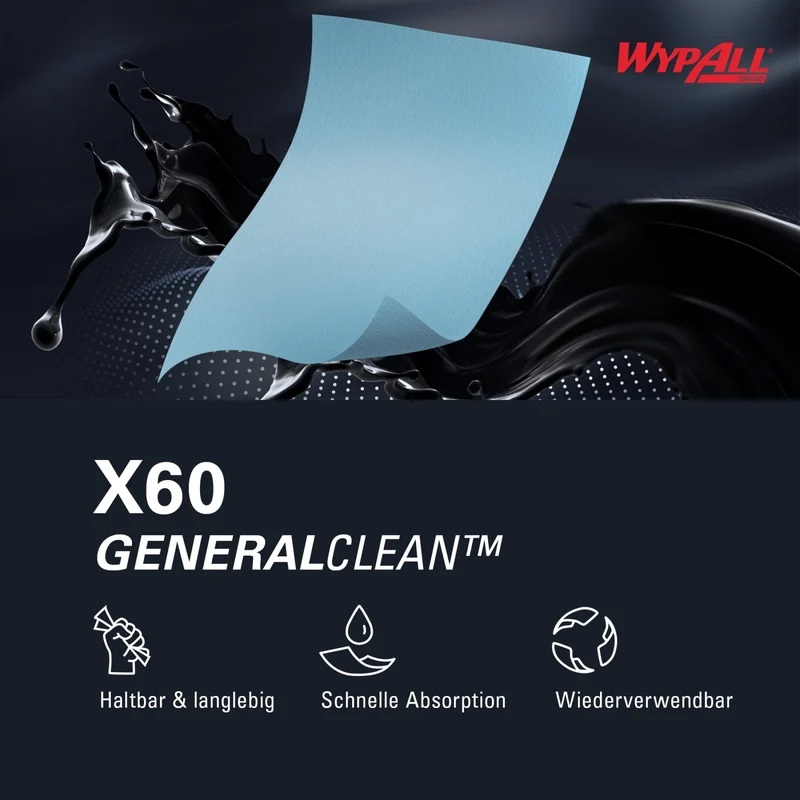 WypAll X60 Wischtücher, 1-lagig, Hydroknit