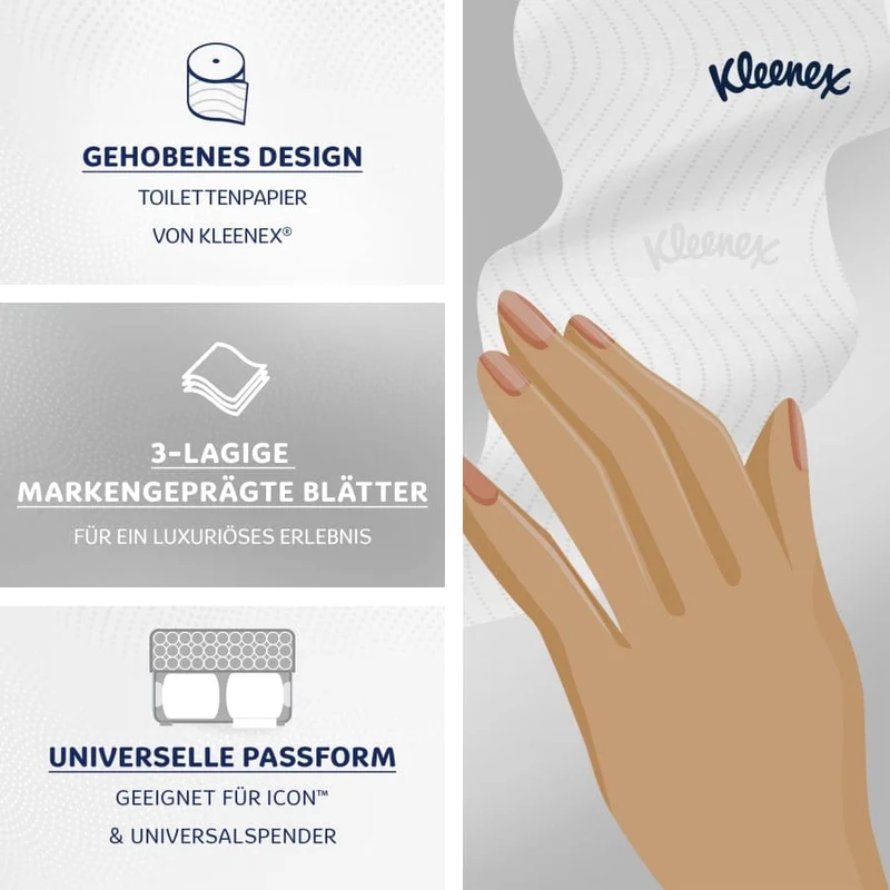 Kleenex Toilettenpapier 3-lagig, 195 Blatt, 72 Rollen