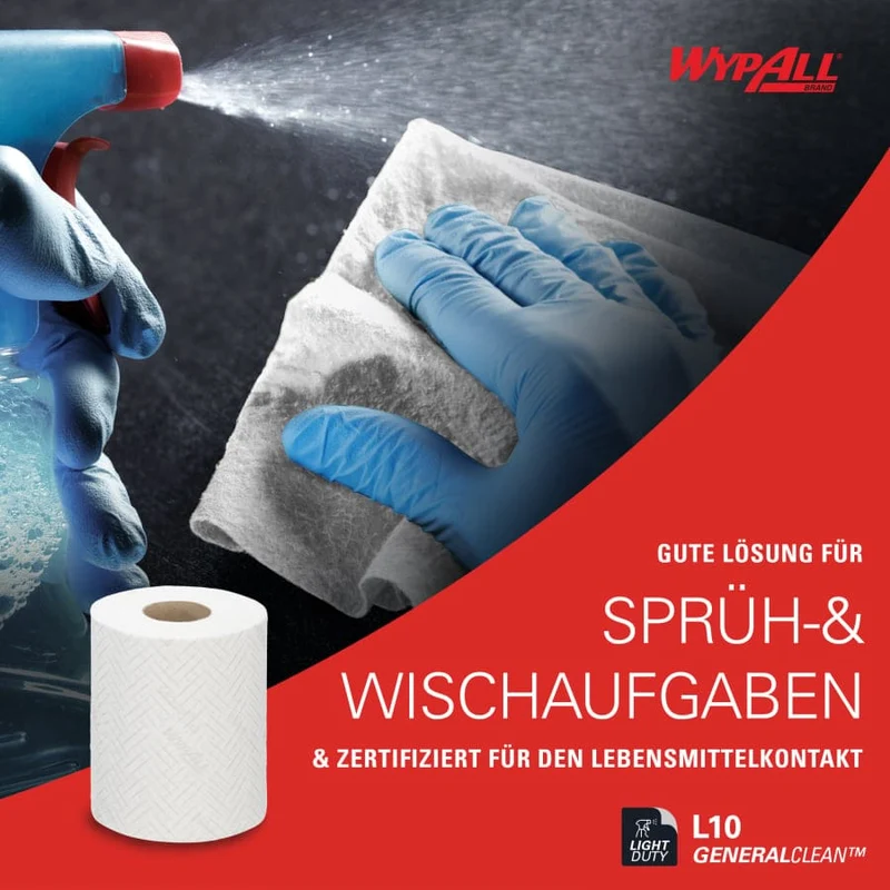 WypAll L10 Papierreinigungstücher Zentralentnahme, weiß, 430 Blatt