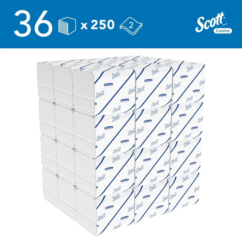 Scott Control Einzelblatt-Toilettenpapier 2-lagig, 250 Blatt
