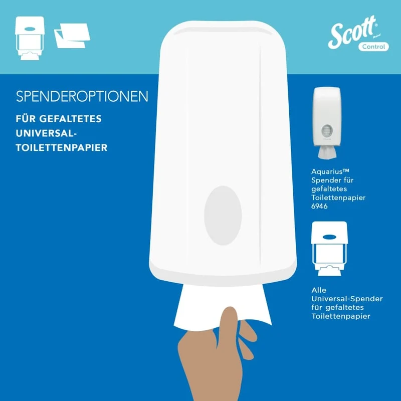 Scott Control Einzelblatt-Toilettenpapier 2-lagig, 250 Blatt