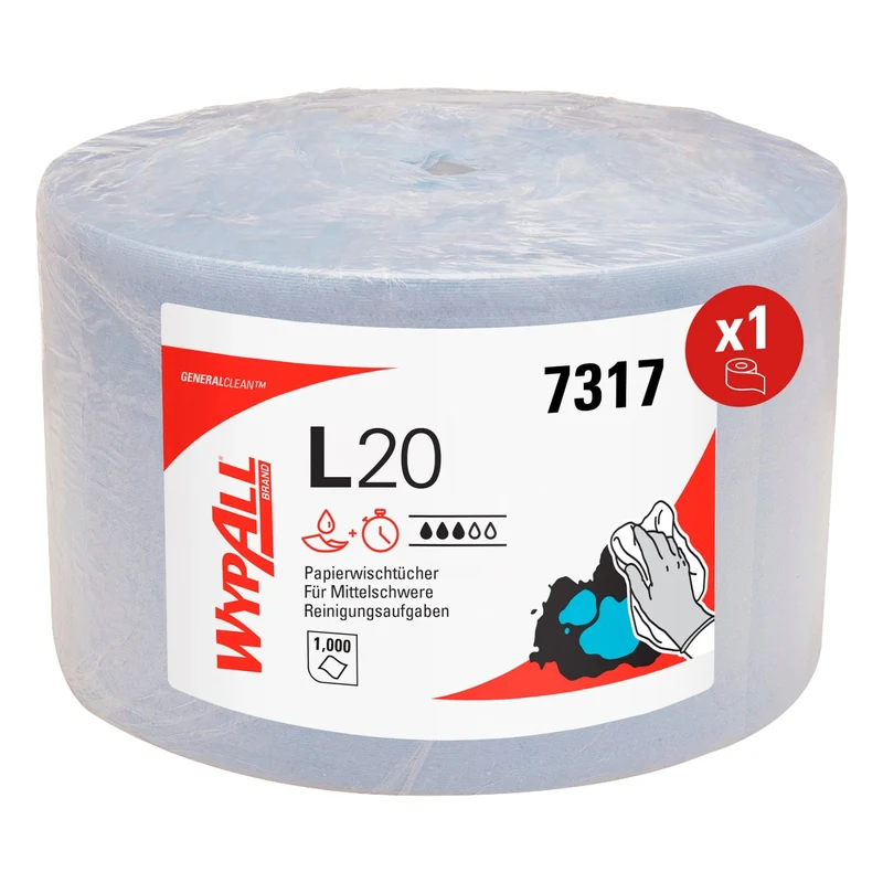WypAll L20 Extra Wischtücher Großrolle, weiß oder blau