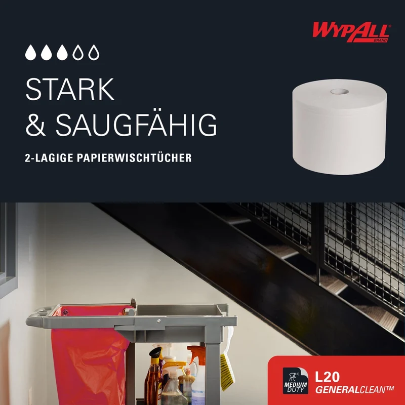 WypAll L20 Extra Wischtücher Großrolle, weiß oder blau