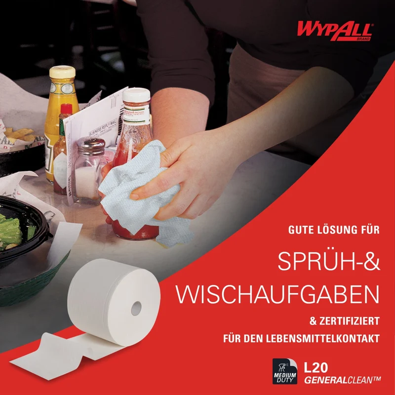 WypAll L20 Extra Wischtücher Großrolle, weiß oder blau