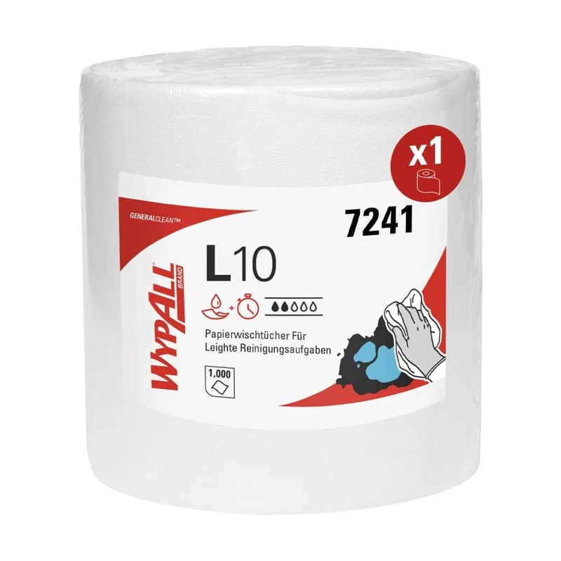 WypAll L10 Extra Putztuchrolle, weiß und blau, 1-lagig