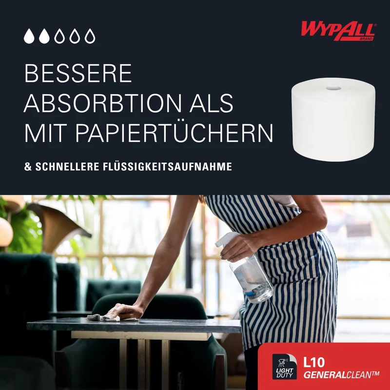 WypAll L10 Extra Putztuchrolle, weiß und blau, 1-lagig