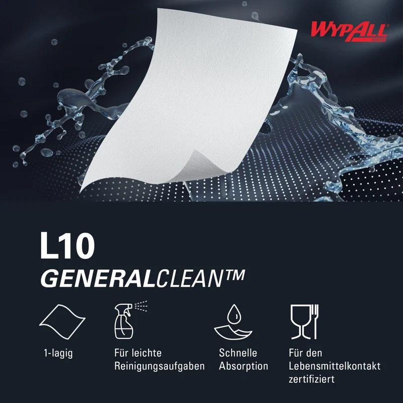 WypAll L10 Extra Putztuchrolle, weiß und blau, 1-lagig