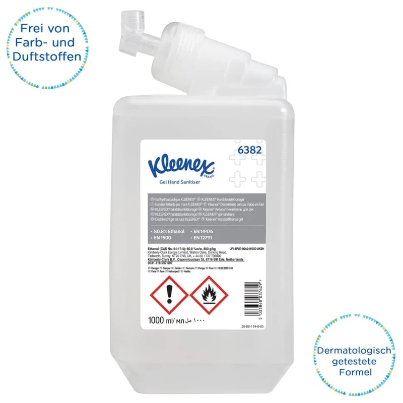 Kleenex Händedesinfektionsgel, parfümfrei, 1-l-Kassette