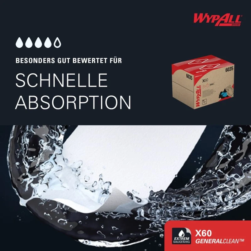 WypAll X60 Wischtücher Brag Box, weiß, 200 Tücher