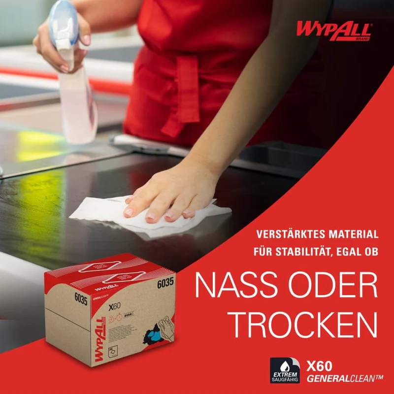 WypAll X60 Wischtücher Brag Box, weiß, 200 Tücher