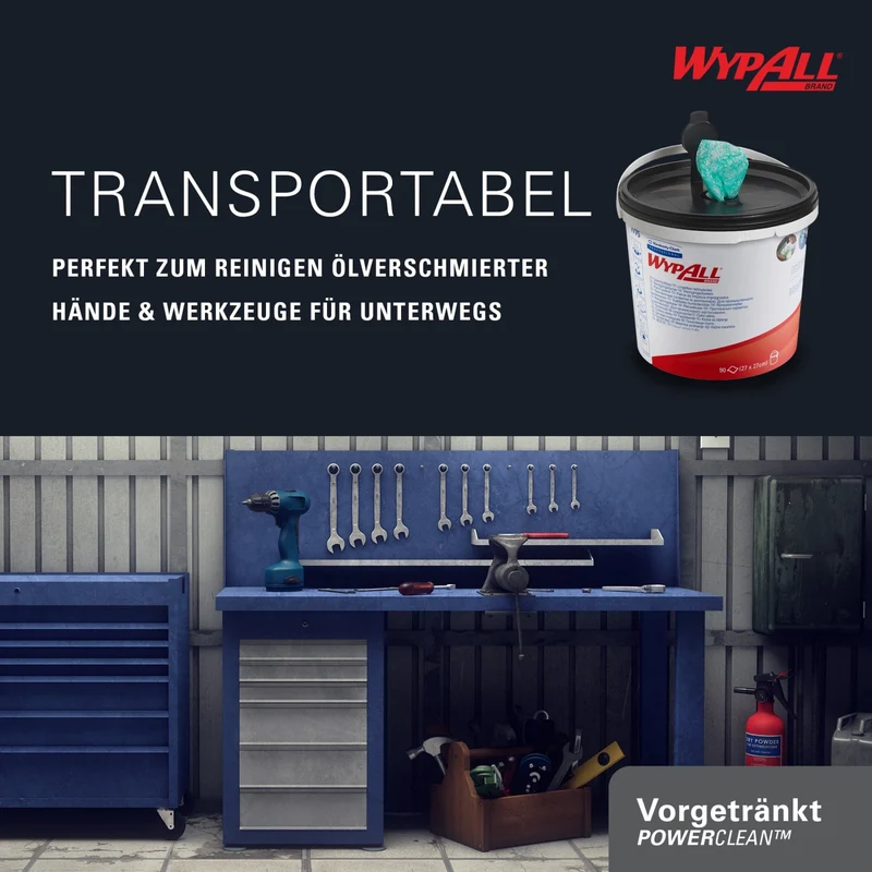 WypAll Power Clean Reinigungstücher Spendereimer, 90 Tücher