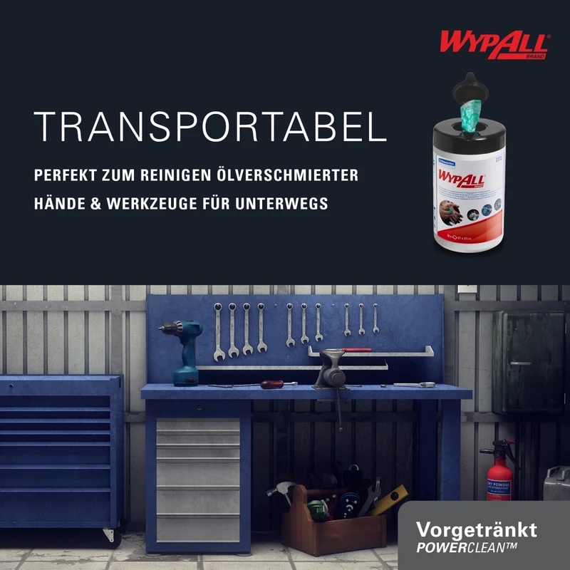 WypAll Power Clean Reinigungstücher Spenderdose, 50 Tücher