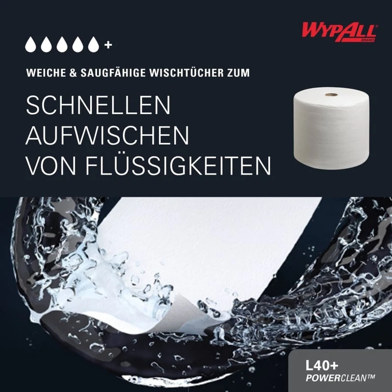 WypAll L40 Power Clean Wischtücher Großrolle, 750 Tücher