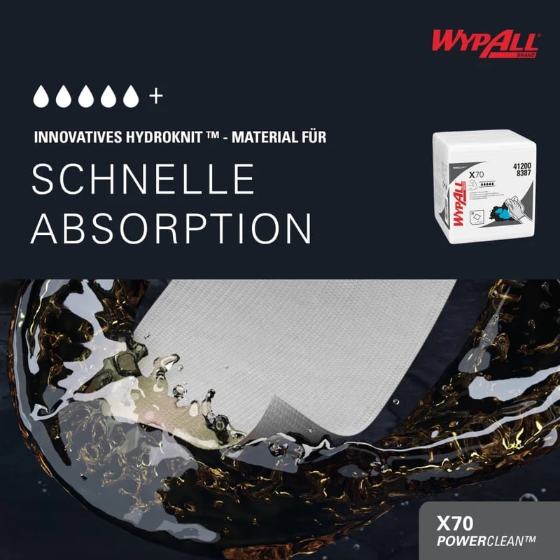 WypAll X70 Wischtücher viertelgefaltet, 1-lagig, weiß