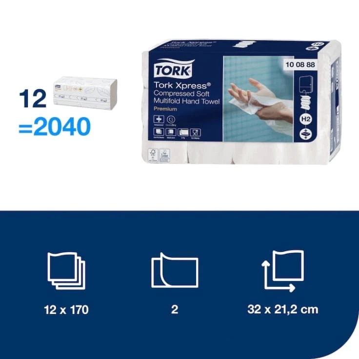 Tork Xpress Multifold-Papierhandtuch H2 2-lagig, weiß