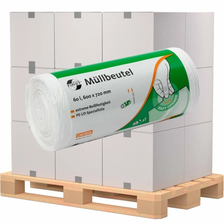 DEISS FIRST PLUS Abfallbeutel 60 Liter, weiss