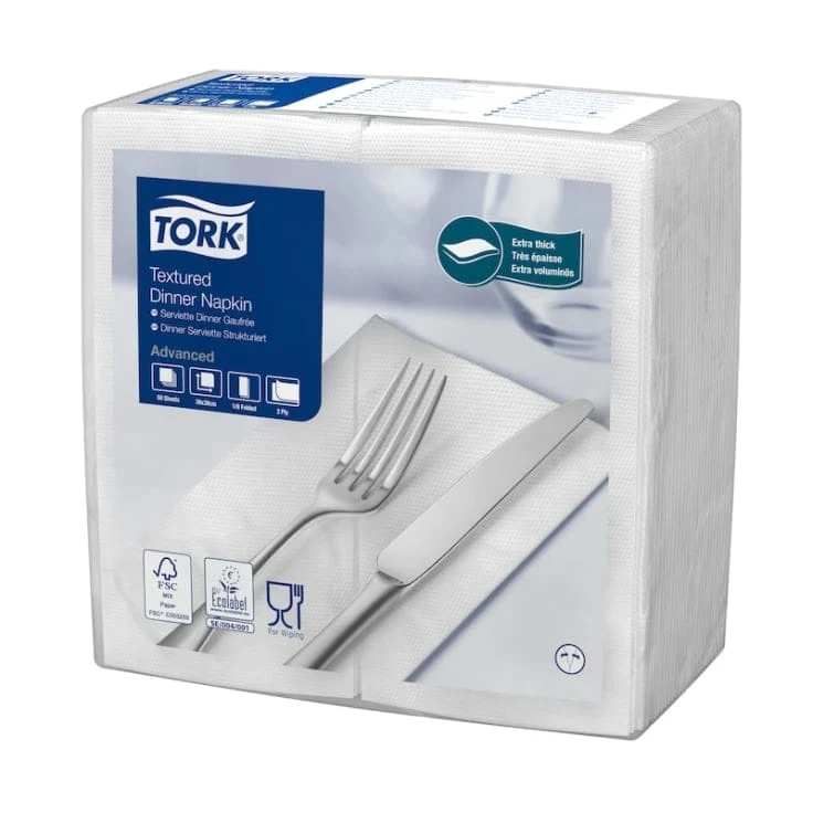 Tork Textured Dinnerservietten Advanced 2-lagig, weiß