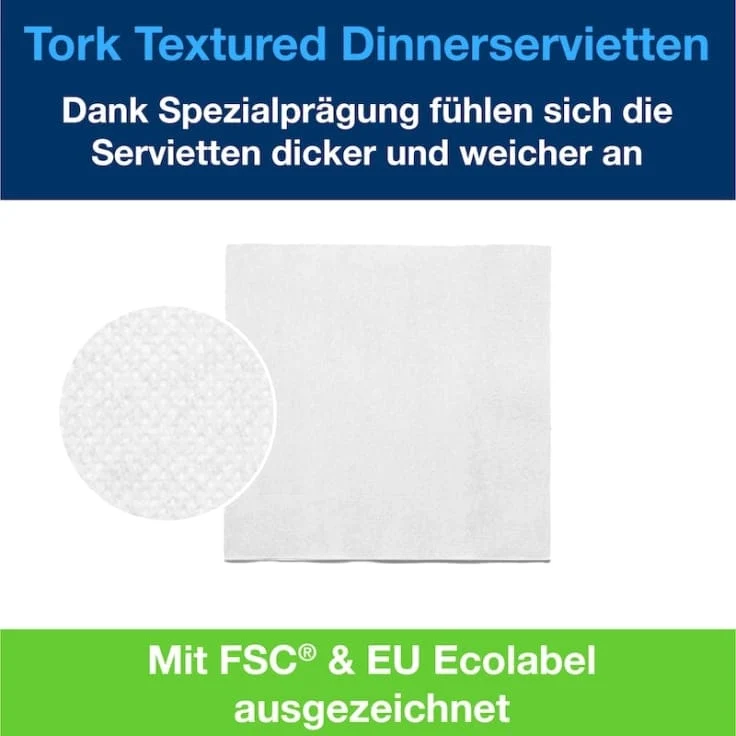 Tork Textured Dinnerservietten Advanced 2-lagig, weiß
