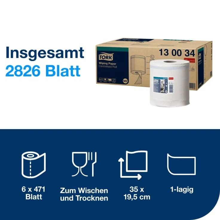 Tork Innenabrollungs-Papierwischtücher M2 1-lagig, weiß, 165 m