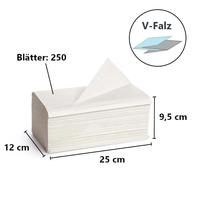 racon® easy Falthandtücher V-Falz, 23 x 25 cm, 1-lagig, weiß