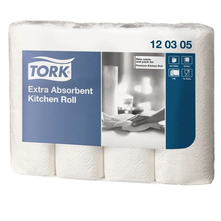 Tork Extra Saugfähige Küchenrolle Premium 3-lagig, weiß