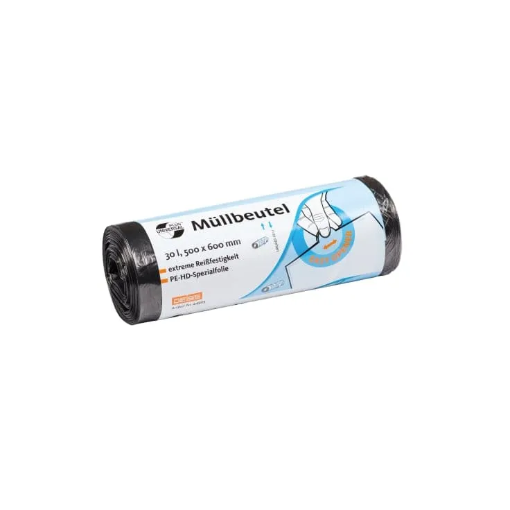 DEISS UNIVERSAL PLUS Müllbeutel 30 Liter HDPE grau, 171 g/Rolle