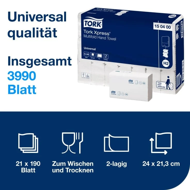Tork Xpress Multifold-Handtücher Universal H2 2-lagig, weiß