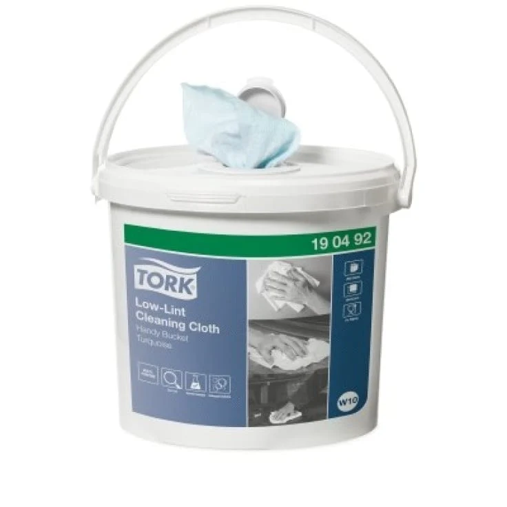 Tork Fusselarmes Reinigungstuch Premium W10 im Spendereimer, türkis