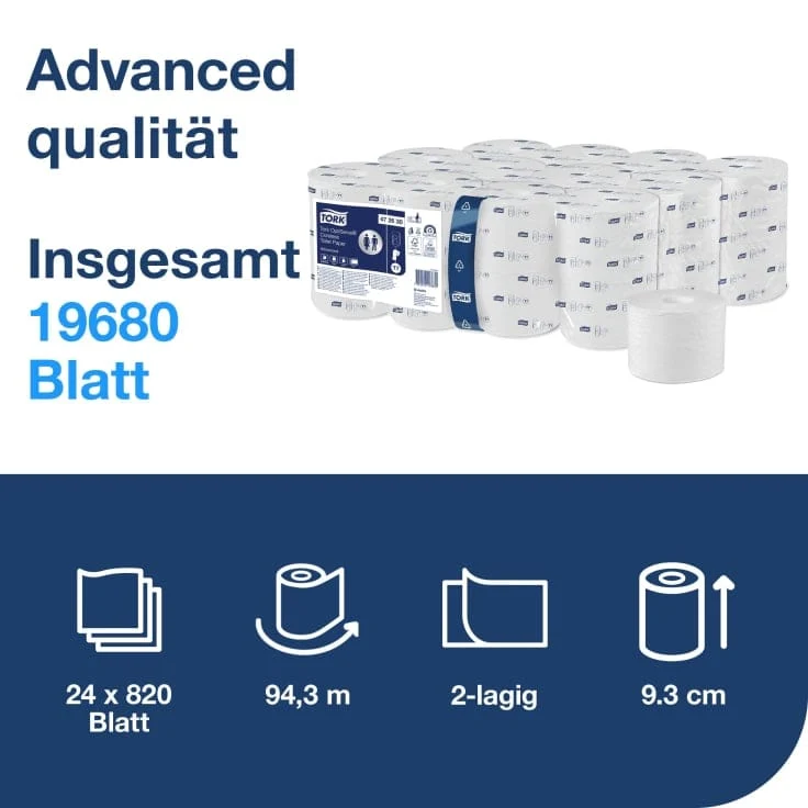 Tork OptiServe Hülsenloses Toilettenpapier T7 2-lagig, 94,3 m